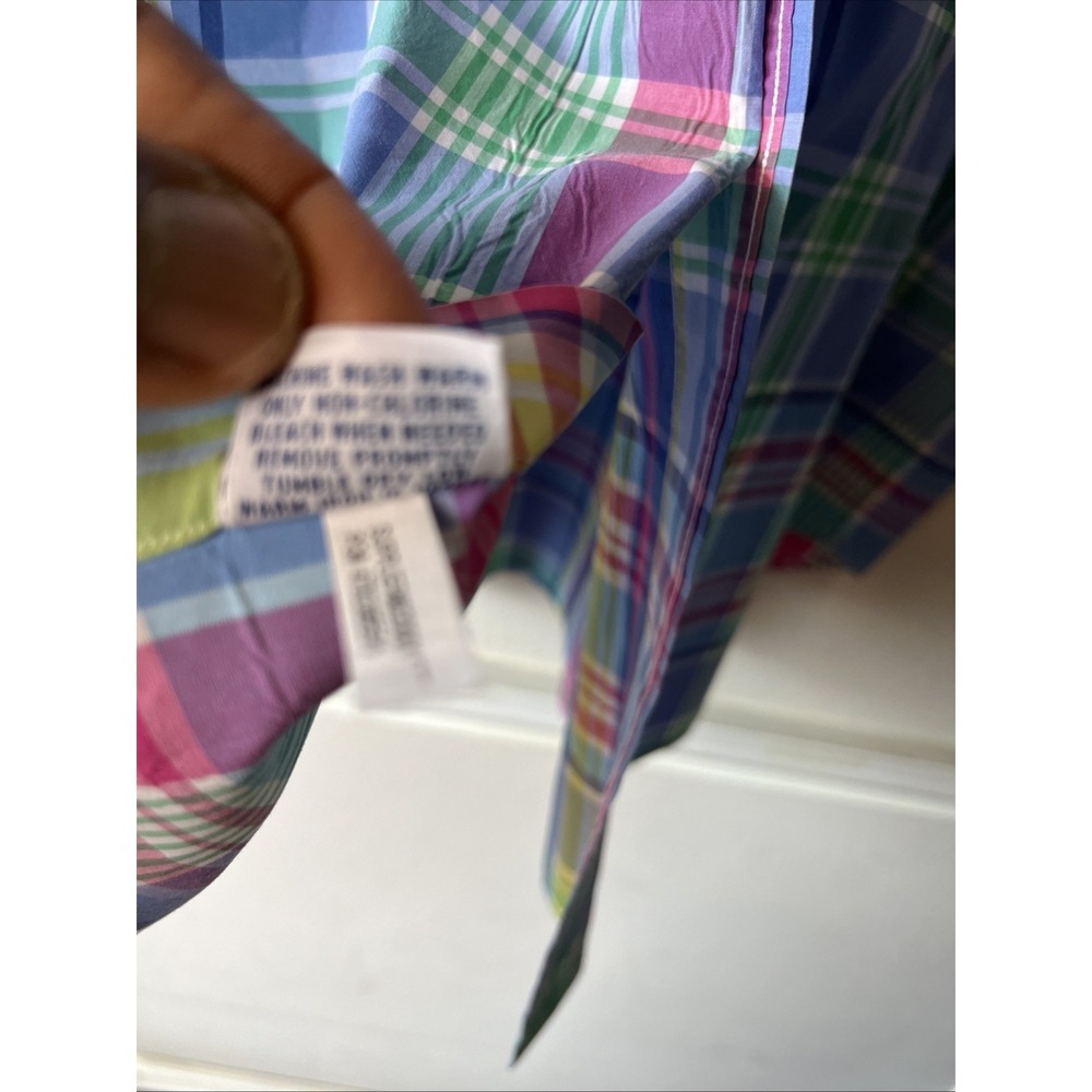 Ralph Lauren short sleeve button down oxford shirt 3XLT Men plaid blue Cotton - Picture 11 of 16